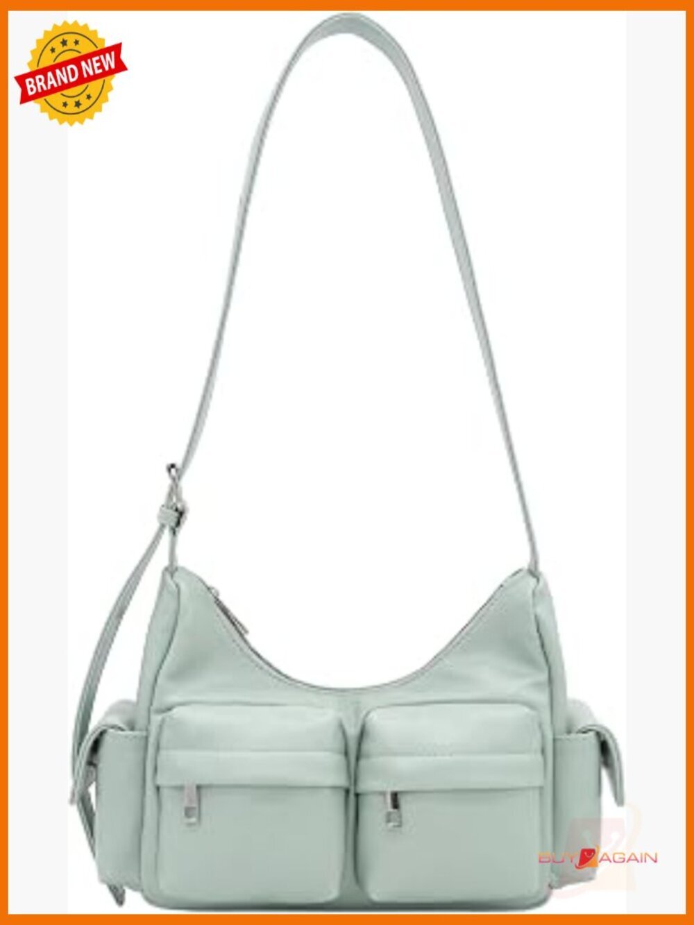 Faux Leather Multi Pocket Shoulder Bag w/ Adjustable Straps